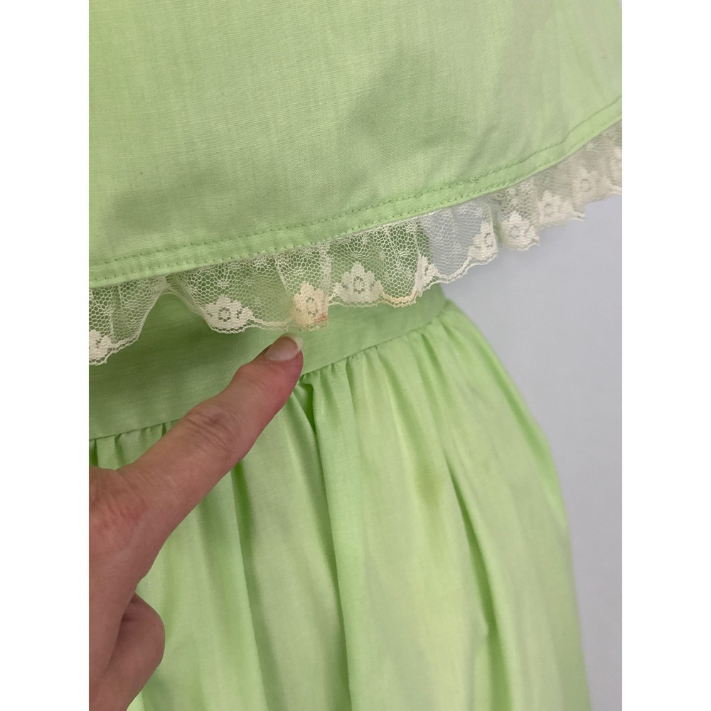 Vintage Maxi Dress Green Cottagecore Lace Off Shoulder Ruffle Sundress. 38 bust - Picture 3 of 8